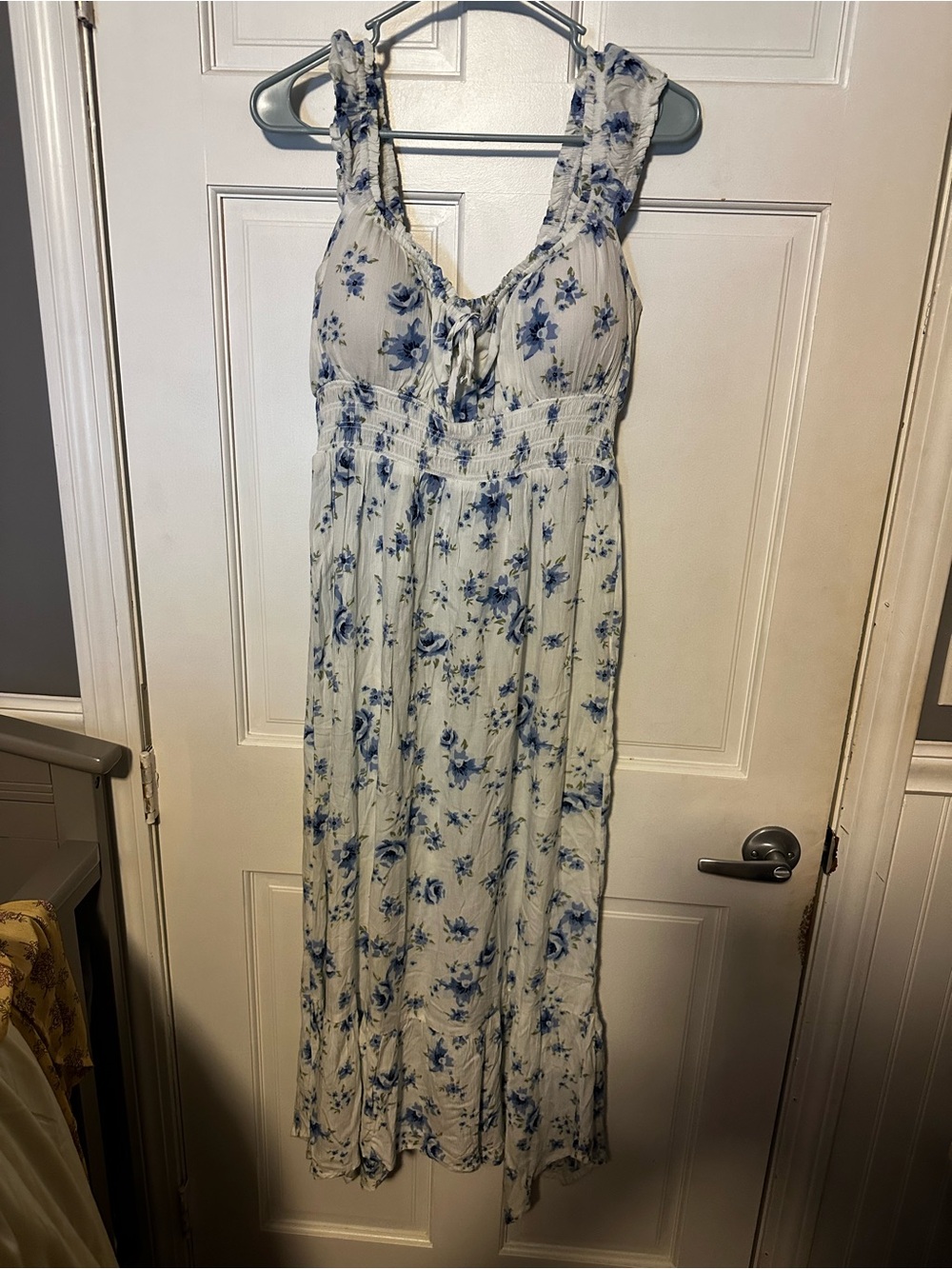 Effie's Heart White Maxi Dress with Blue Floral Print